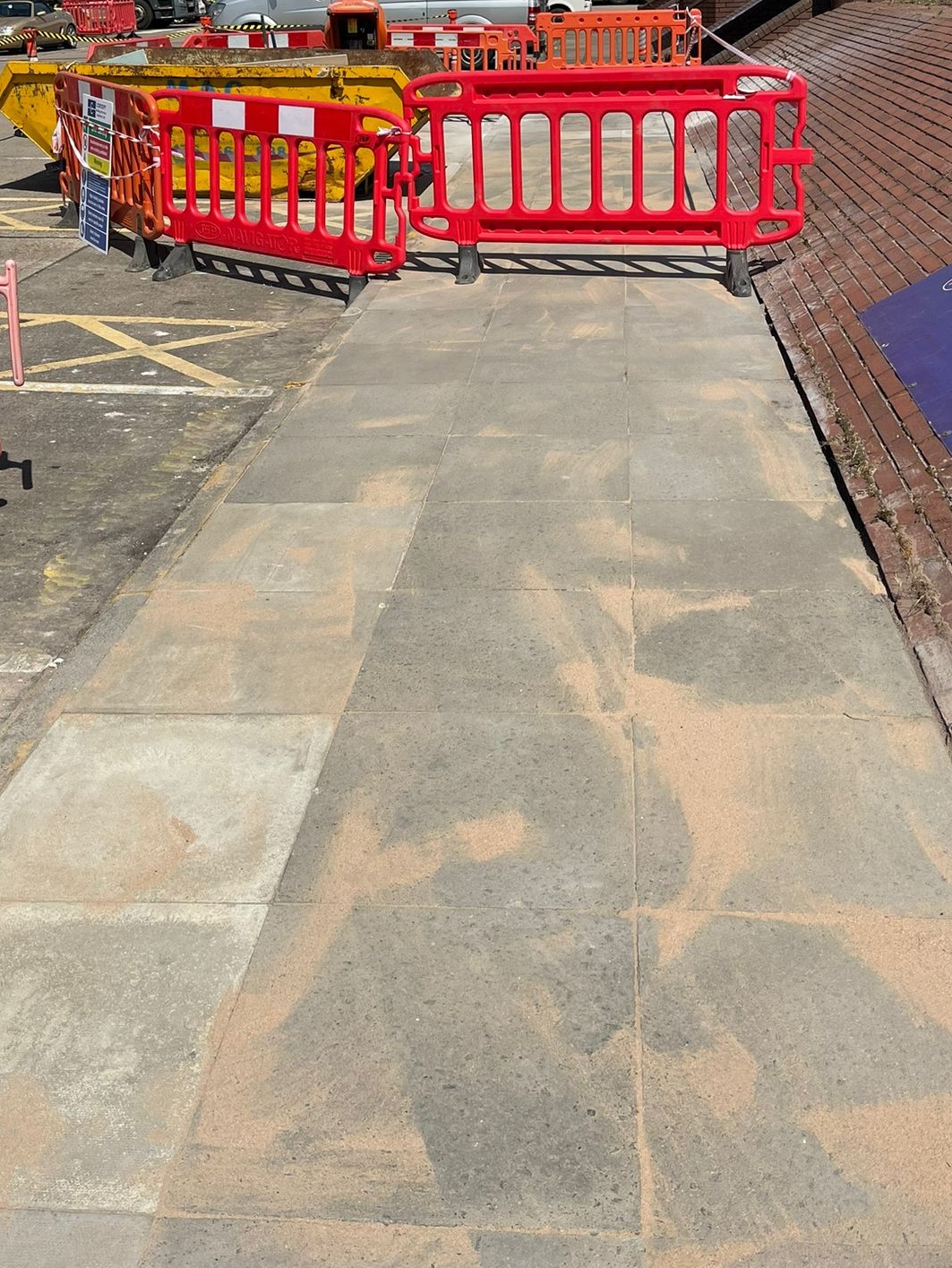 Commercial paving repair works in Coventry with pedestrian area segregated